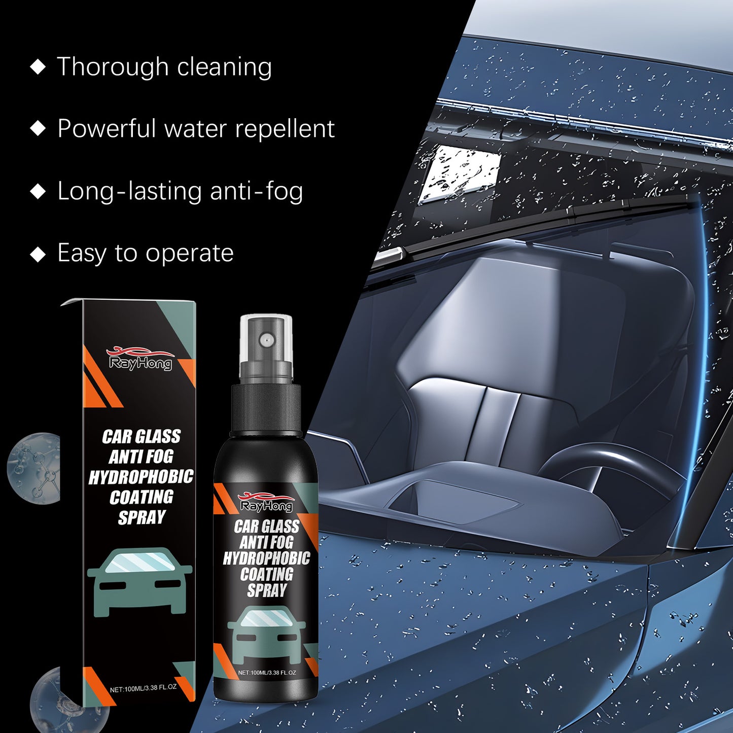 Rayhong Car Windshield / Rearview Mirror Cleaning Spray