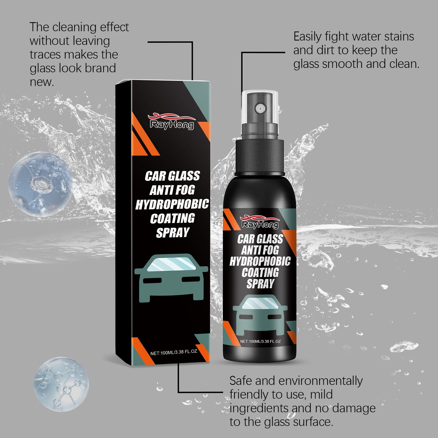 Rayhong Car Windshield / Rearview Mirror Cleaning Spray