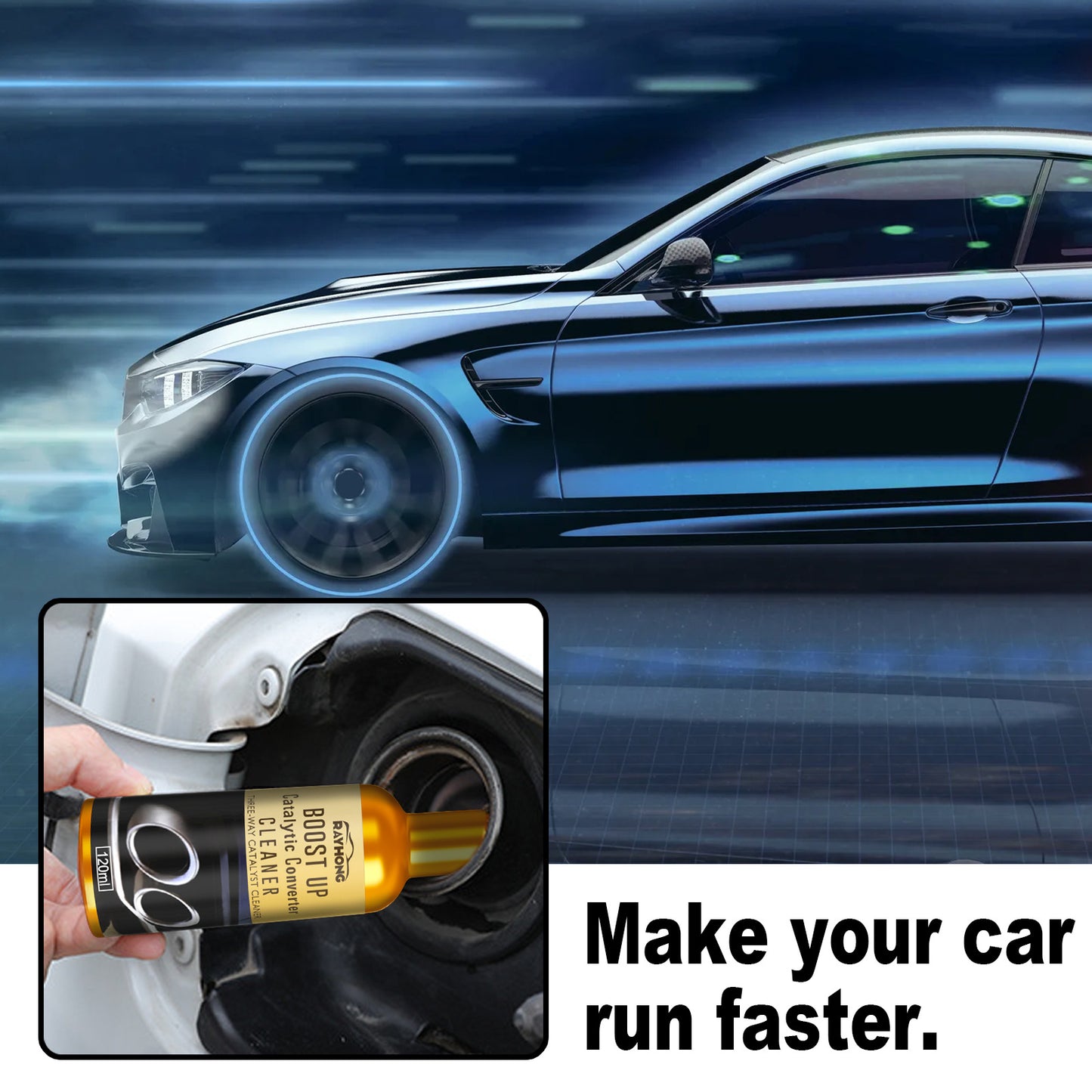 Rayhong Three-way Catalytic Cleaner, removing carbon deposits in the catalytic converter of car exhaust without disassembling the engine